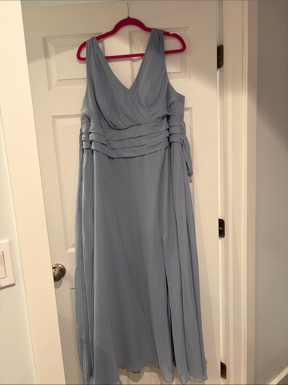 Azazie Dusty Blue Chiffon V-Neck Maxi Dress